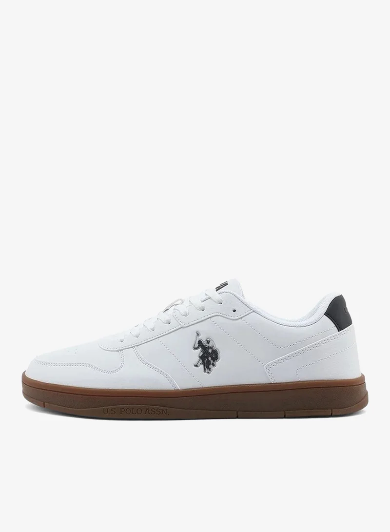 U.S. Polo Assn. white USPA Men's White Casual Sneakers with Gum Rubber Sole – Premium Lace-Up Lifestyle Shoes | Comfortable Everyday Walking Shoes | Lightweight Fashion Sneakers for Men | Best Price UAE
