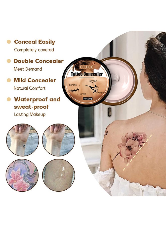 EELHOE - Professional Tattoo Concealer, Waterproof Tattoo Concealer Makeup, Suitable For Dark Spots, Scars, Vitiligo, Suitable for Men and Women (Light Color 20g) - Image 1