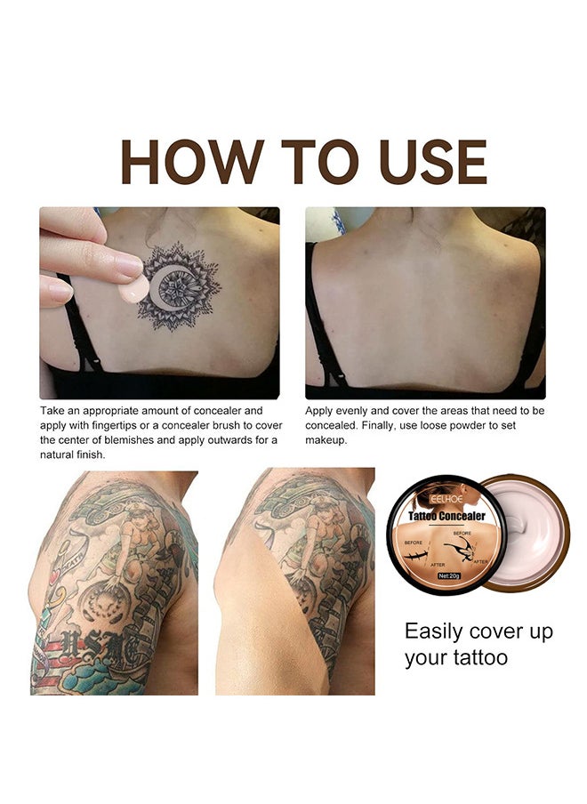 EELHOE - Professional Tattoo Concealer, Waterproof Tattoo Concealer Makeup, Suitable For Dark Spots, Scars, Vitiligo, Suitable for Men and Women (Light Color 20g) - Image 1