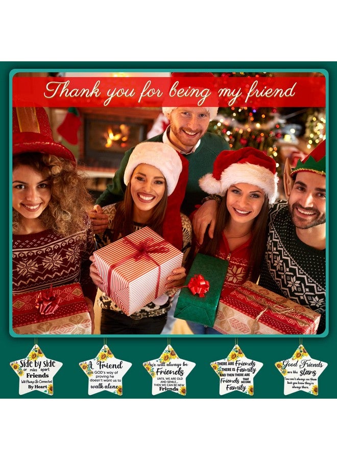 Youyole 6 Pcs Christmas Friendship Ornaments Ceramic Friends Ornament Decorative Xmas Tree Decoration for Women Friend Hanging Ornaments Christmas Birthday Gift with Black Flannel Bag(Star) - Image 5