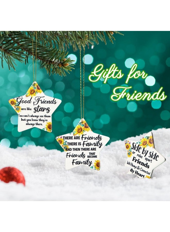 Youyole 6 Pcs Christmas Friendship Ornaments Ceramic Friends Ornament Decorative Xmas Tree Decoration for Women Friend Hanging Ornaments Christmas Birthday Gift with Black Flannel Bag(Star) - Image 4