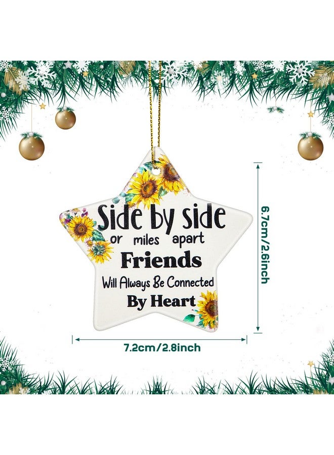 Youyole 6 Pcs Christmas Friendship Ornaments Ceramic Friends Ornament Decorative Xmas Tree Decoration for Women Friend Hanging Ornaments Christmas Birthday Gift with Black Flannel Bag(Star) - Image 2