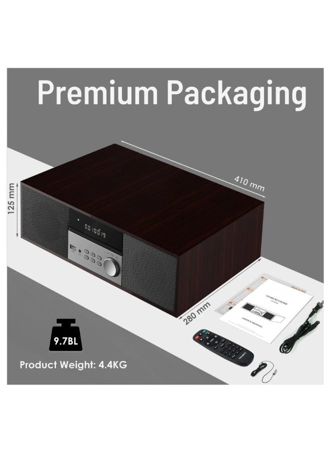 echo AUDIO CD Stereo Shelf System for Home, Vintage CD Player 40W RMS Micro Mini System with Remote Control, Bluetooth, FM Radio, USB MP3 Playback - Image 2