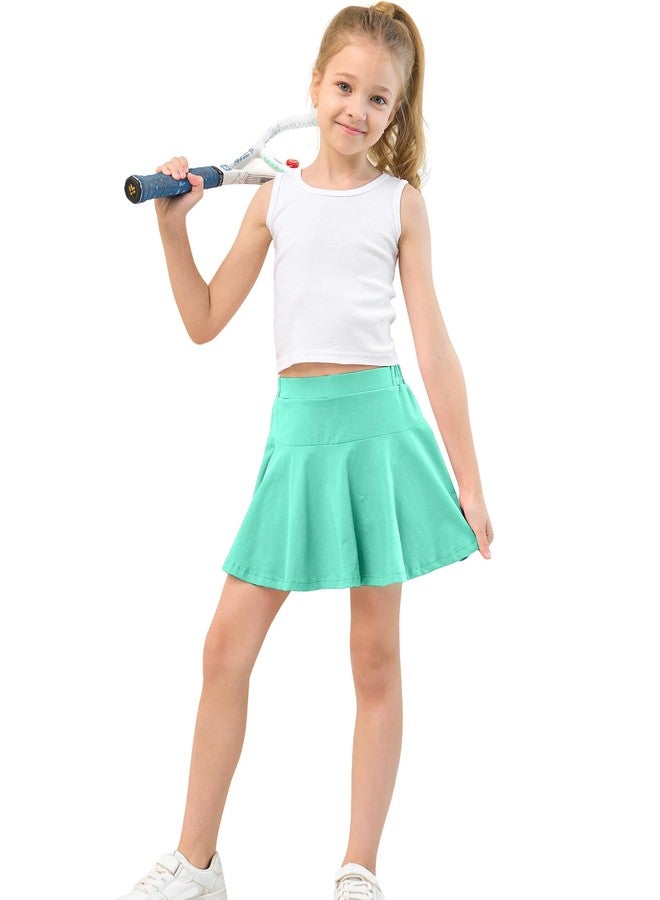 BYONEME Toddler Skirt Little Girls Athletic Uniform Skorts Golf Outfit Cheer Tennis Skirts with Shorts Green+Light Purple+Peach5-6Y - Image 5