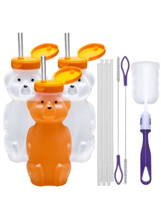 Honey Bear Straw Cup Long Straws Squeezable Therapy And Special Needs Assistive Drink Container Spill Proof And Leak Resistant Lid (Pack Of 3 Bottles And 6 Straws) - pzsku/Z99AB0DD7DE2634645CAEZ/45/_/1720692806/c002de39-ba86-40ee-a40b-0d95d1cbc317