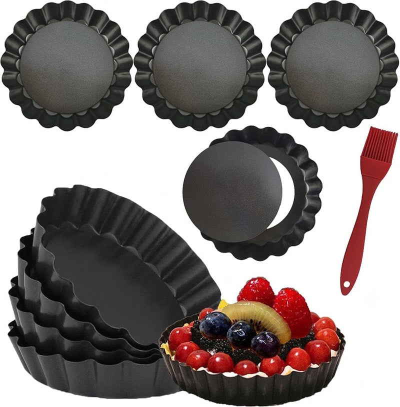 DATANYA 8 Pack Mini Tart Pans 4 Inch with Removable Bottom Round Nonstick Quiche Pan, Heavy Duty Fluted Side for Pies, Mousse Cakes, Dessert Baking (4 Inch 8pcs) - Image 1