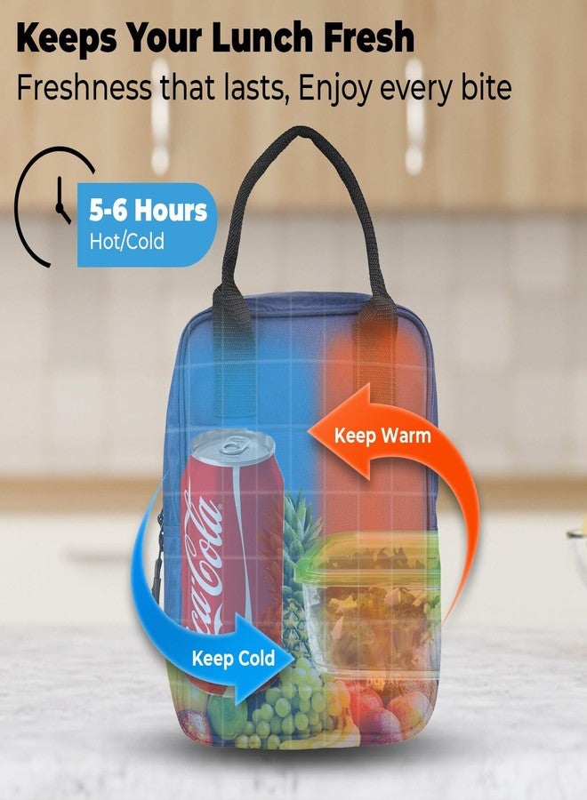 GaxQuly Insulated Lunch Bag Office Tiffin Bags for Men and Women, Hot & Cold Travel Lunch Box for Men, Tiffin Box & Bottles, Lunch Bag for Office, School, Picnic Bag (Blue) - Image 3