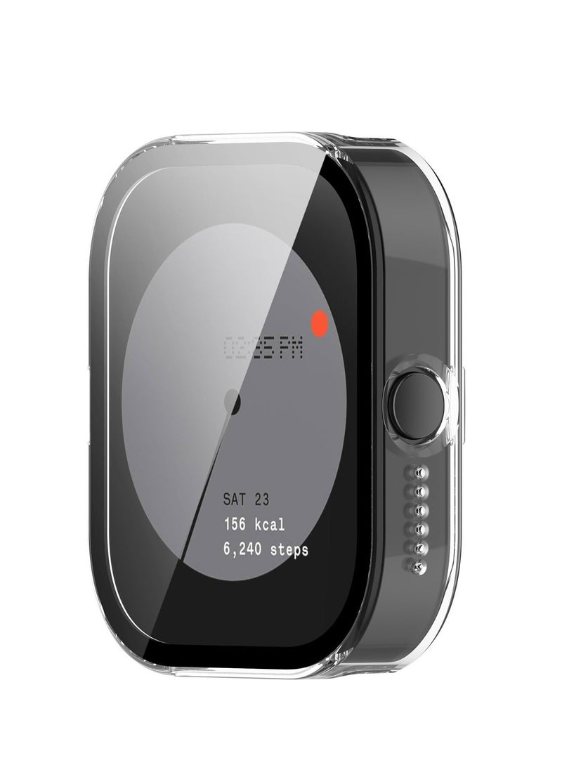 Case For CMF By Nothing Watch Pro Hard PC Case + Screen Protector Protective Cover Full Coverage Shockproof (Transparent)