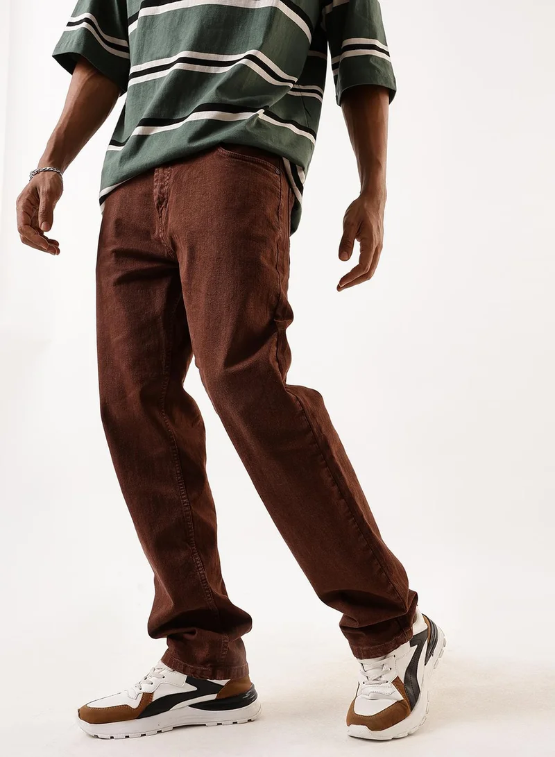 Dennis Lingo Men's Indigo Cotton Blend Solid Full Length Relaxed Jeans