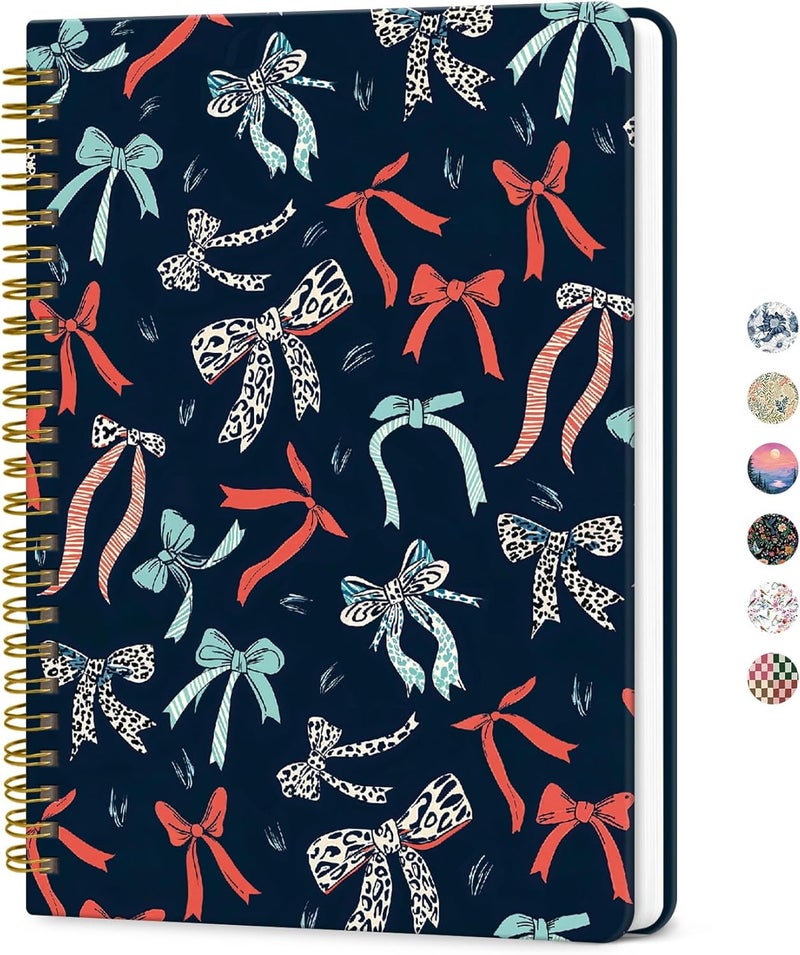 ZOTIA Lined Spiral Journal Notebook for Women, A5 College Ruled Journals for Writing, Hardcover Notebooks for Work, Note Taking and Office School Supplies, 140 Pages - Ribbon Parade - Image 1