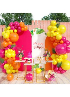 Sowide Hot Pink Yellow Balloons Garland Arch Kit,Yellow Pink Orange Balloon Latex Pastel Balloons Arch For Baby Shower Butterfly Fiesta Princess Birthday Party Background Decorations  - Image 1