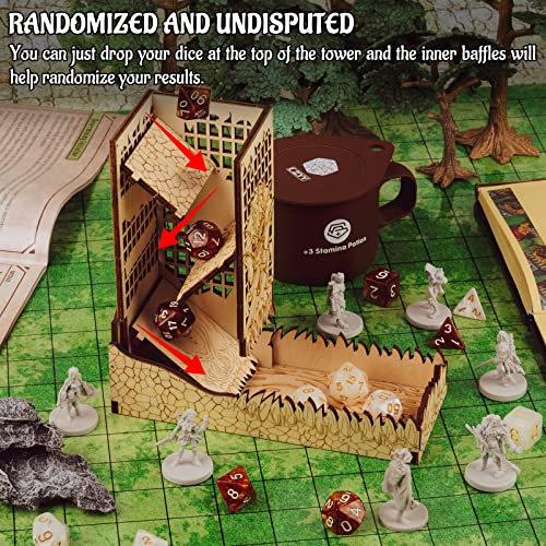CZYY Dice Tower with Tray Wood Laser Etched Mind Flayer Portable and Collapsible Dice Roller Perfect for Board Game and Tabletop RPG (Cthulhu) - Image 5
