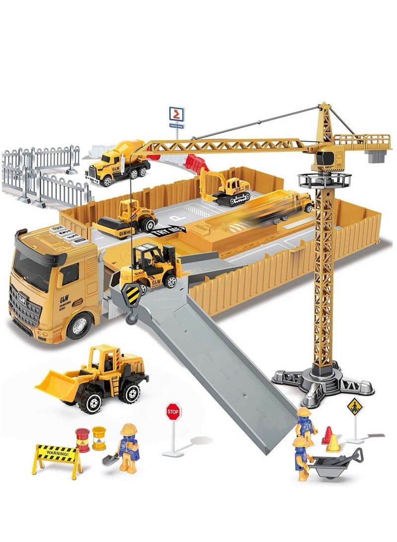 ميكسد مجموعة لعبة بناء شاحنة ، لعبة آلة بناء شاحنة حاوية ، رافعة ، الاسمنت ، جرافة ، رافعة شوكية ، شاحنة قلابة ، محرك البخار ، حفارة 3-7 سنوات من العمر الصبي ووكر لعبة هدية - Image 1