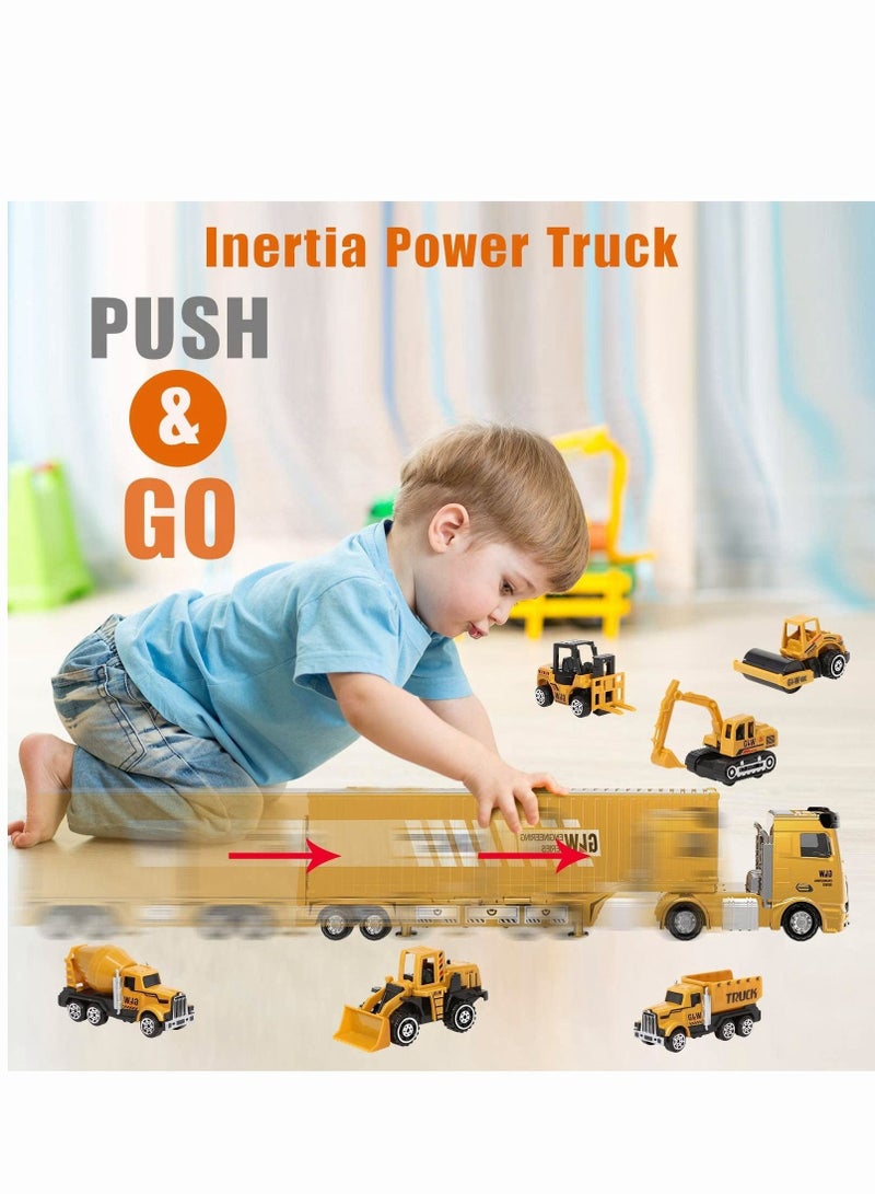 ميكسد مجموعة لعبة بناء شاحنة ، لعبة آلة بناء شاحنة حاوية ، رافعة ، الاسمنت ، جرافة ، رافعة شوكية ، شاحنة قلابة ، محرك البخار ، حفارة 3-7 سنوات من العمر الصبي ووكر لعبة هدية - Image 5