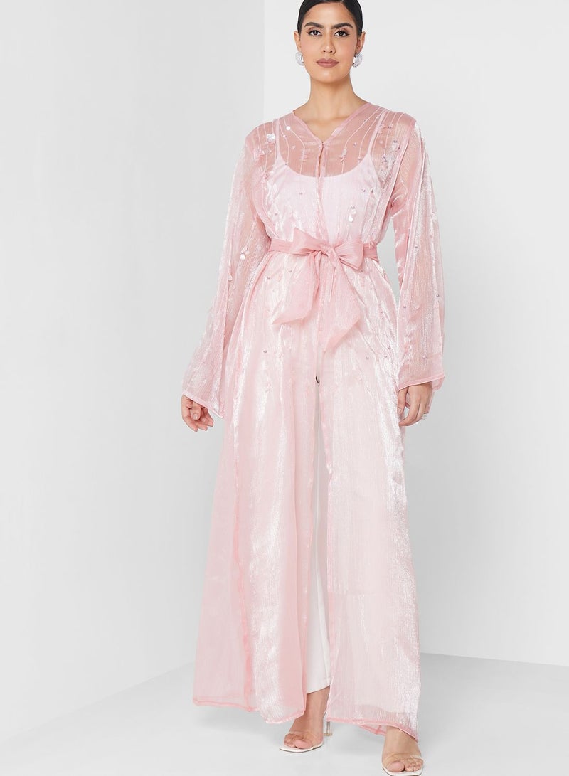 Embellished Tie Detail Abaya