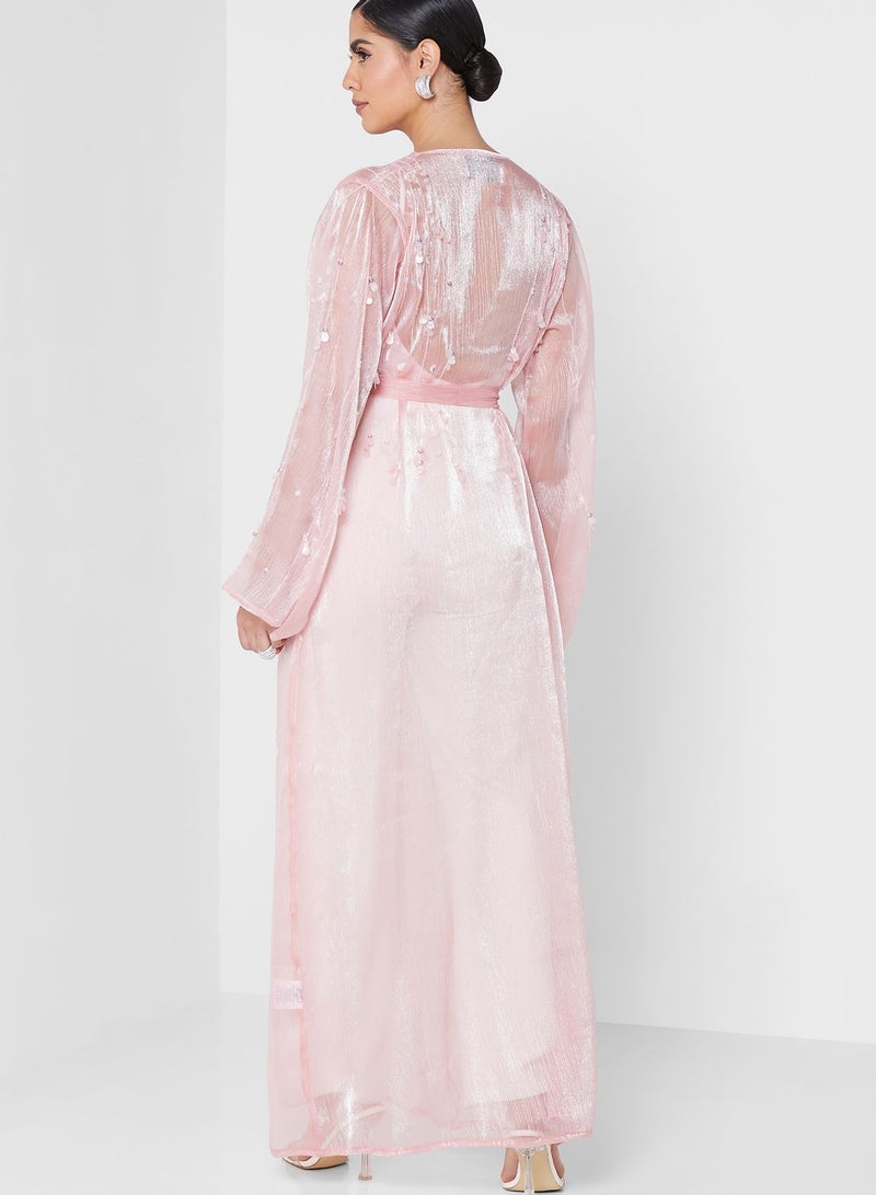 Embellished Tie Detail Abaya