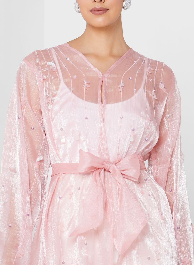 Embellished Tie Detail Abaya