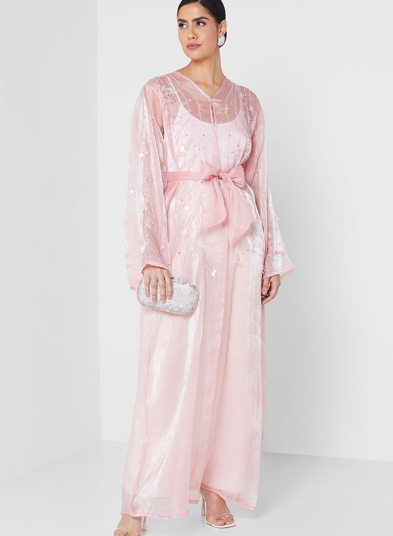 Embellished Tie Detail Abaya