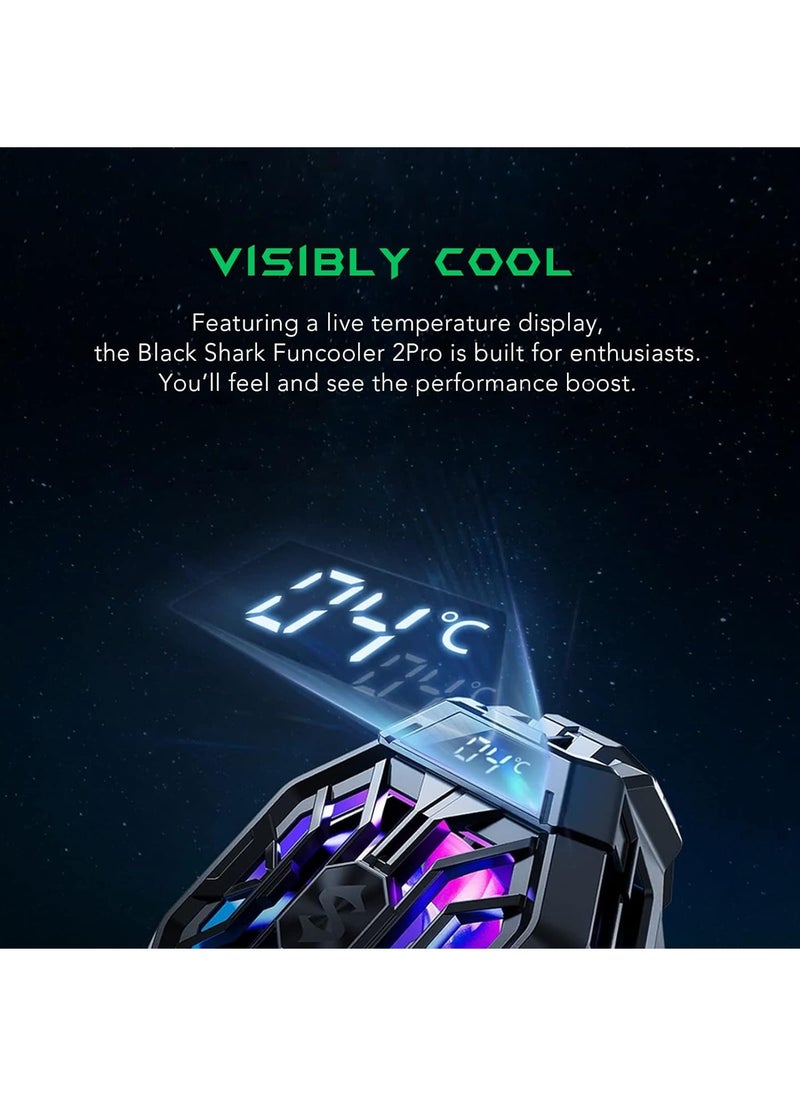 BLACK SHARK - Black Shark 2Pro Cell Phone Cooler Fun Cooler, Cellphone Radiator with LED Temperature Display/Sleep Timer/Fan Speed Settings for iOS/Android Semiconductor Heatsink Cooling(with Gaming Finger Sle - Image 1