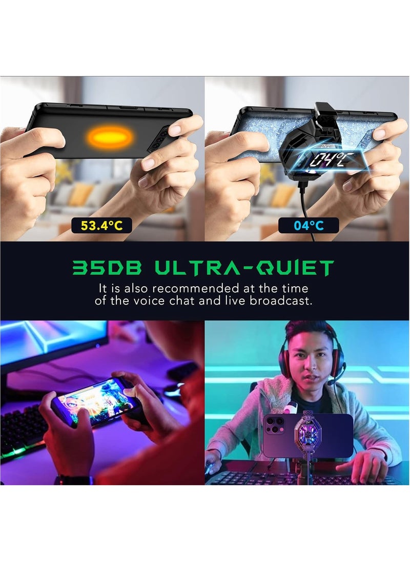 BLACK SHARK - Black Shark 2Pro Cell Phone Cooler Fun Cooler, Cellphone Radiator with LED Temperature Display/Sleep Timer/Fan Speed Settings for iOS/Android Semiconductor Heatsink Cooling(with Gaming Finger Sle - Image 1