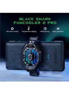 BLACK SHARK Black Shark 2Pro Cell Phone Cooler Fun Cooler, Cellphone Radiator with LED Temperature Display/Sleep Timer/Fan Speed Settings for iOS/Android Semiconductor Heatsink Cooling(with Gaming Finger Sle  - Image 2