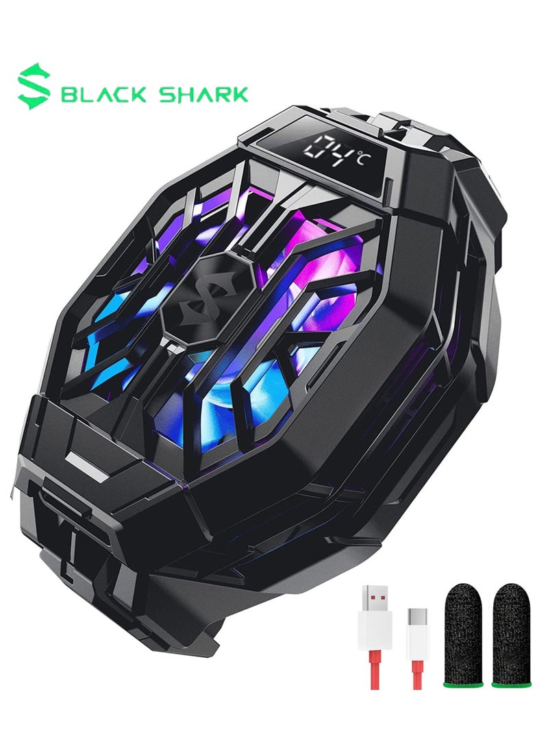 BLACK SHARK - Black Shark 2Pro Cell Phone Cooler Fun Cooler, Cellphone Radiator with LED Temperature Display/Sleep Timer/Fan Speed Settings for iOS/Android Semiconductor Heatsink Cooling(with Gaming Finger Sle - Image 1