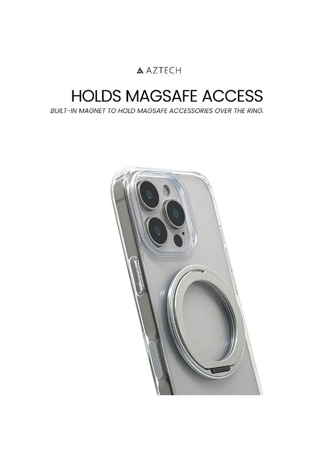 AZTECH GripStand 360، حلقة هاتف ذكي، متوافقة مع MagSafe، حامل حلقة، دائرة ZERO SAFE، منع السقوط، حامل عرض، أسود - Image 3