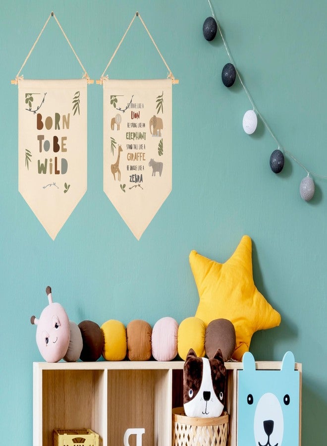 GEANHIL Born to be Wild,Nursery Decor,Kids Bedroom,Jungle Theme,Boys,Girls,Toddler Bedroom Wall Decor,Playroom Décor-Canvas Pennant Banner Pennant Wall Sign Decor Gift for Baby Boys Girls Kids-Set of 2 - Image 5