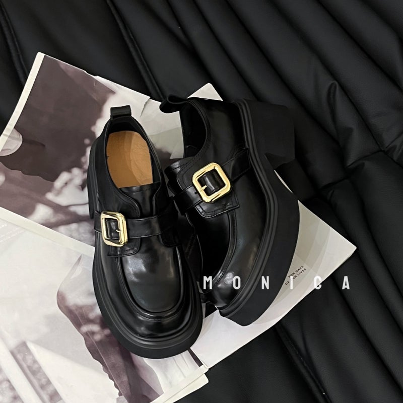 Feifan Bari 2025 British Style Thick Heel Lefu Simple Height Increase Thick Bottom Joker Show Long Legs Super Soft Foot - Image 2