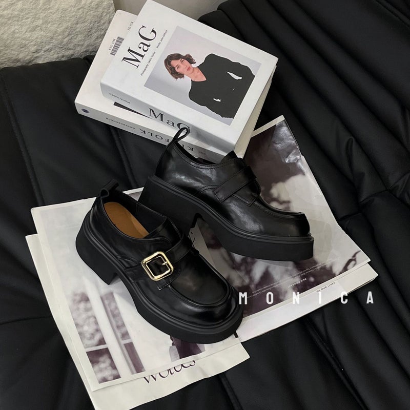 Feifan Bari 2025 British Style Thick Heel Lefu Simple Height Increase Thick Bottom Joker Show Long Legs Super Soft Foot - Image 5