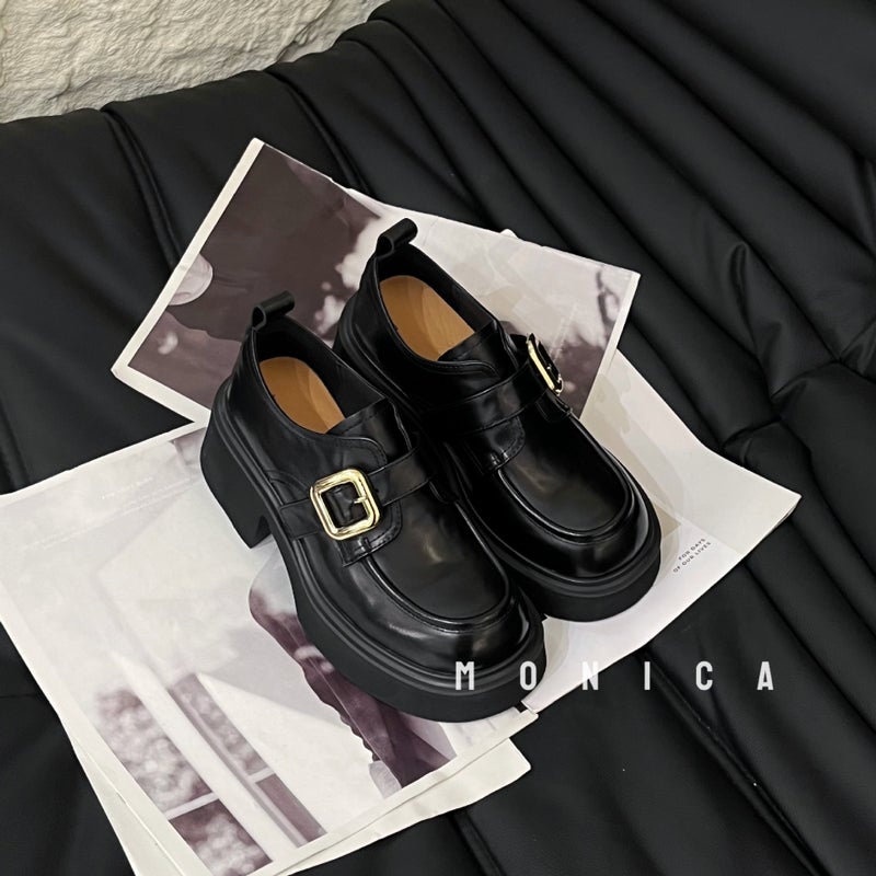 Feifan Bari 2025 British Style Thick Heel Lefu Simple Height Increase Thick Bottom Joker Show Long Legs Super Soft Foot - Image 3