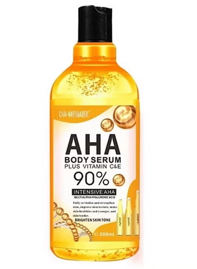 سيروم الجسم AHA مع فيتامين سي وهـ بنسبة 90% حمض الهيالورونيك متعدد ألفا لتفتيح لون البشرة (500 مل)