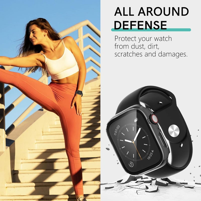 Commuter 3 Pack Case with Tempered Glass Screen Protector for Apple Watch SE(3nd) 2025 SE 2/1 Series 6/5/4 40mm, Hard PC Ultra-Thin Cover for iwatch SE 3/SE 2/SE/6/5/4 40mm, Black/Clear/Starlight - Image 4