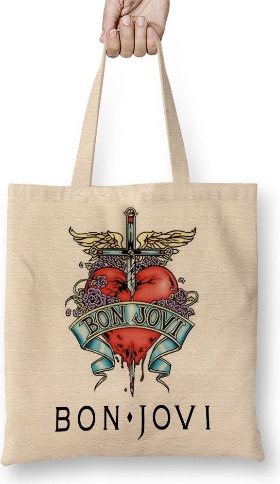 Baskı Dükkanı Print Shop Bon Jovi Guns And Roses Poison Cinderella Skid Row Aerosmith Whitesnake Tote Bag Long Handle