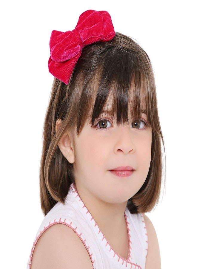 طوق شعر أرينديل المخملي الوردي ذو الطبقتين مع فيونكة كبيرة للبنات - أنيق ورائع [AHA408] - Image 1