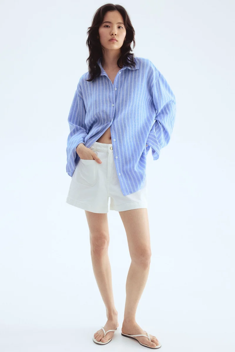 H&M Oversized linen-blend shirt