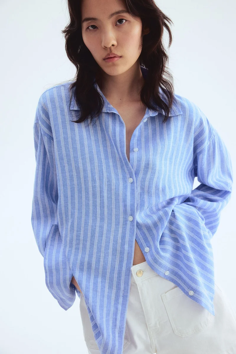 H&M Oversized linen-blend shirt