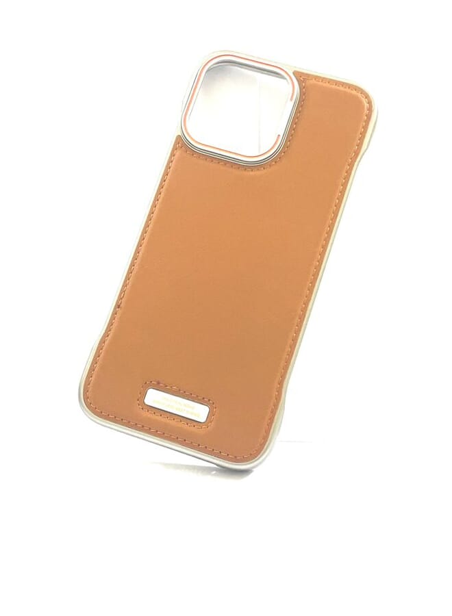 S-TOP Aviation Aluminum Alloy Leather Case for iPhone 16 Pro , Slim Fit Metal Case, Lightweight Top-Grain Leather Phone Case Brown - Image 2