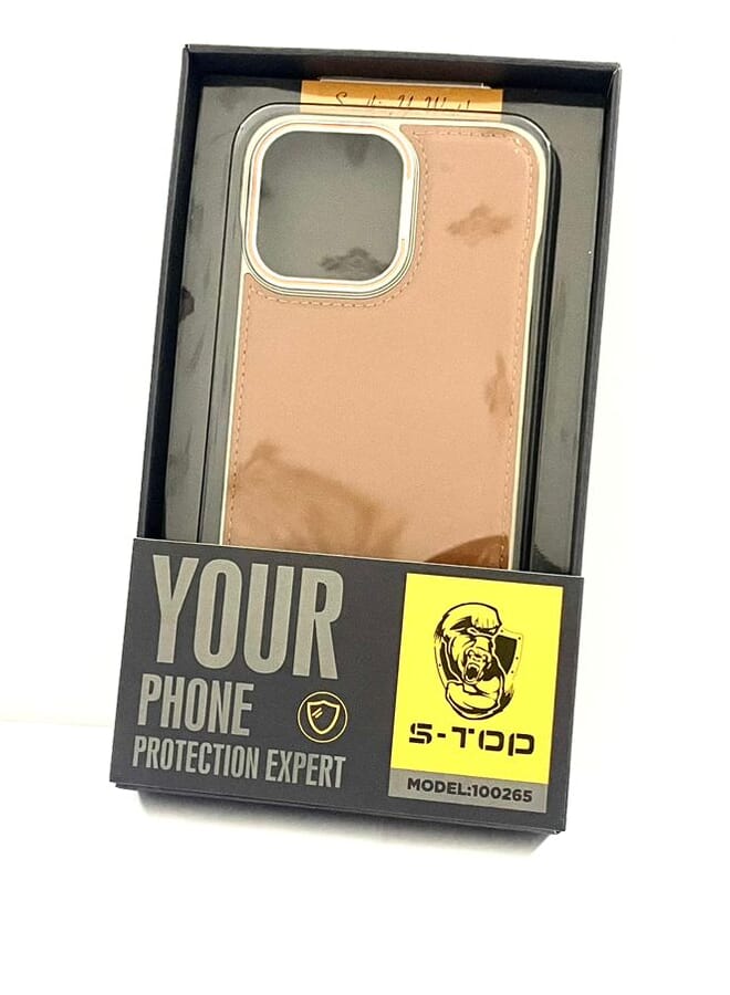 S-TOP Aviation Aluminum Alloy Leather Case for iPhone 16 Pro , Slim Fit Metal Case, Lightweight Top-Grain Leather Phone Case Brown - Image 3