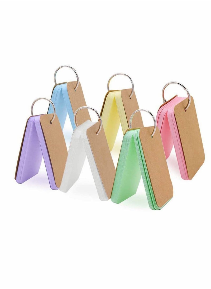 Y&D - Easy Flip Flash Cards, Notepad Revision Mini Notebooks with Binder Ring Kraft Paper Scratch, Index DIY Greeting Card, Bookmark - 5.5 x 9 cm, 6 Pack - Image 1