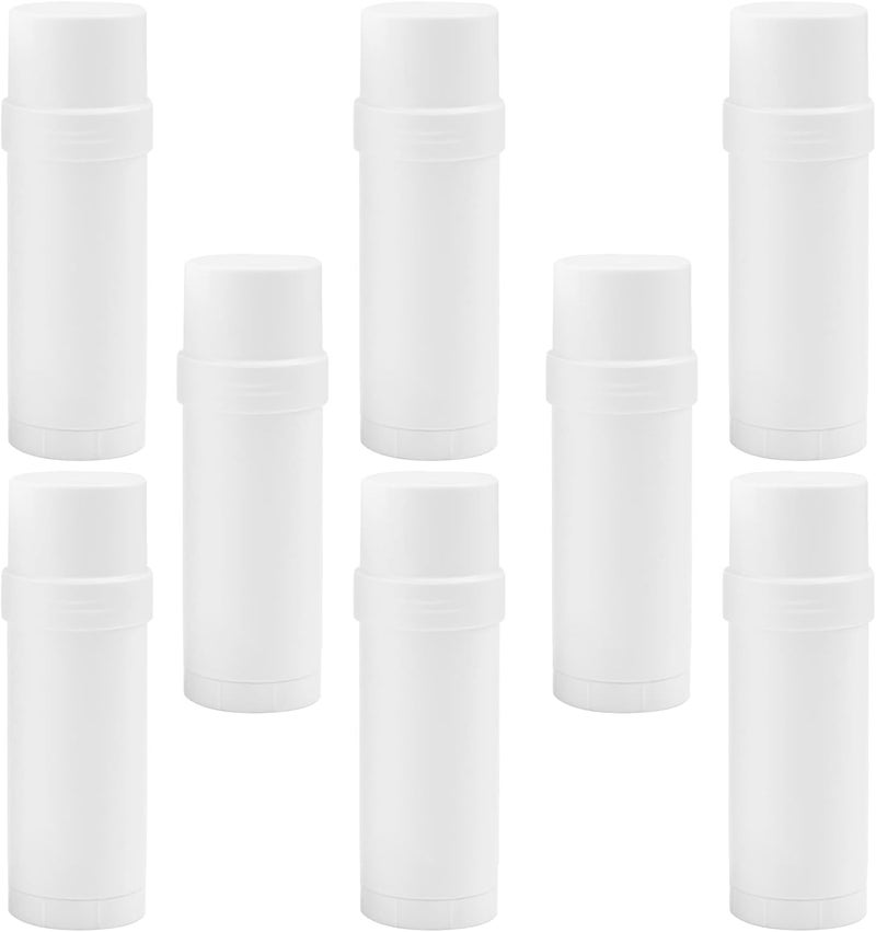 Cositina 60ml/2oz Plastic Deodorant Containers Round Twist Up Empty Bottles Refillable Stick Deodorant Tubes for Heel Balm Lotion Bar Crayon DIY Lipstick - 8 Pack
