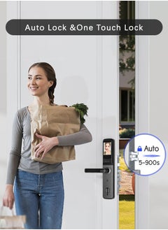 ALINK Smart lock, Smart Door Lock With Cateye, WiFi Door Lock With 6068 Mortise, Tuya app control, Color black, Model S07black  - Image 3