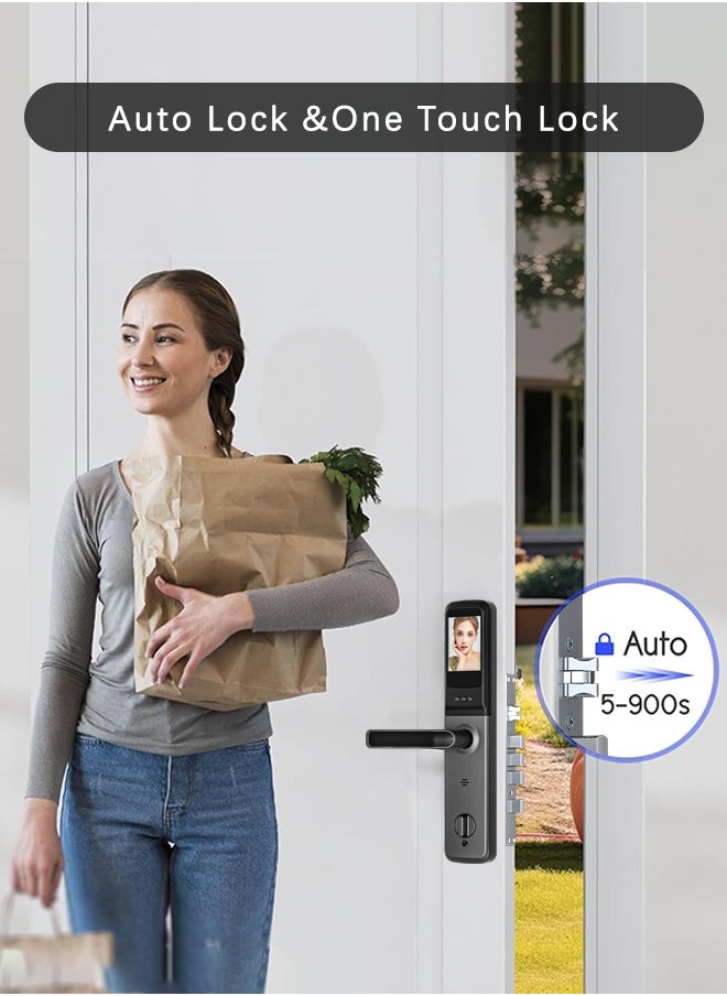 ALINK Smart lock, Smart Door Lock With Cateye, WiFi Door Lock With 6068 Mortise, Tuya app control, Color black, Model S07black  - Image 3