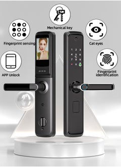 ALINK Smart lock, Smart Door Lock With Cateye, WiFi Door Lock With 6068 Mortise, Tuya app control, Color black, Model S07black  - Image 2