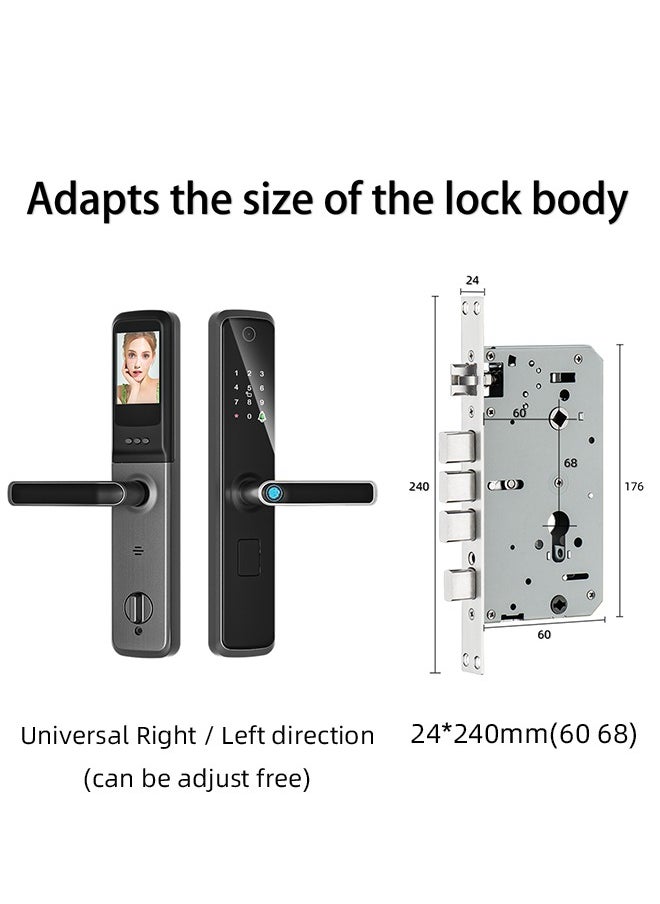 ALINK - Smart lock, Smart Door Lock With Cateye, WiFi Door Lock With 6068 Mortise, Tuya app control, Color black, Model S07black - Image 1