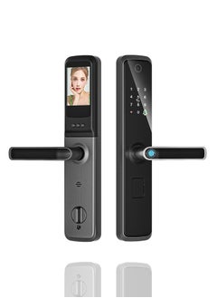 ALINK Smart lock, Smart Door Lock With Cateye, WiFi Door Lock With 6068 Mortise, Tuya app control, Color black, Model S07black  - Image 1