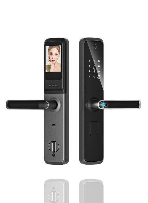 Smart lock, Smart Door Lock With Cateye, WiFi Door Lock With 6068 Mortise, Tuya app control, Color black, Model S07black