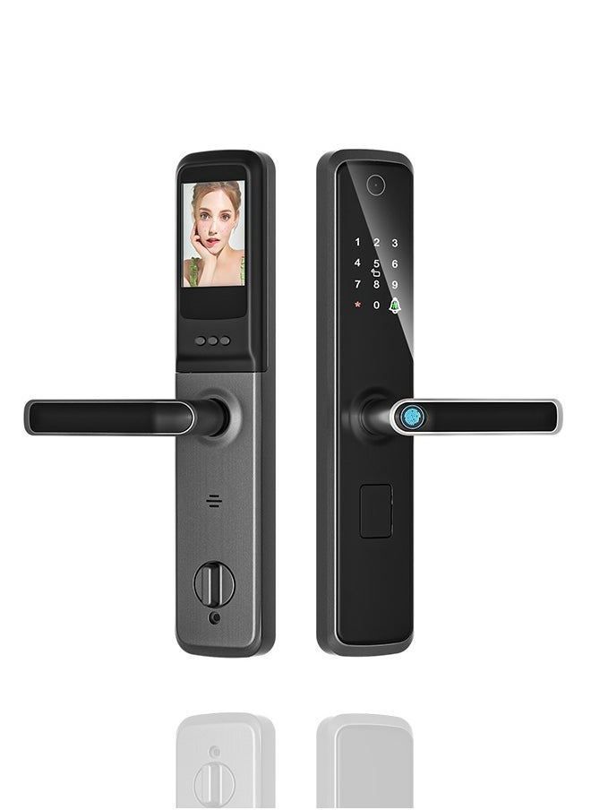 ALINK Smart lock, Smart Door Lock With Cateye, WiFi Door Lock With 6068 Mortise, Tuya app control, Color black, Model S07black  - Image 1