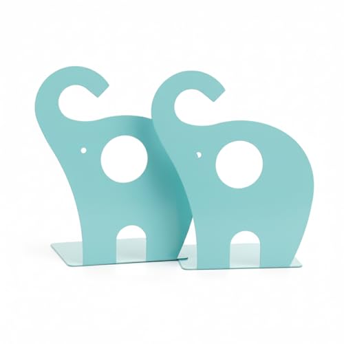 oddpod™ Elephant Metal Bookends for Office Decor/Book Shelf/Living Room/Home Décor 1352 8.5" - Blue - Image 1