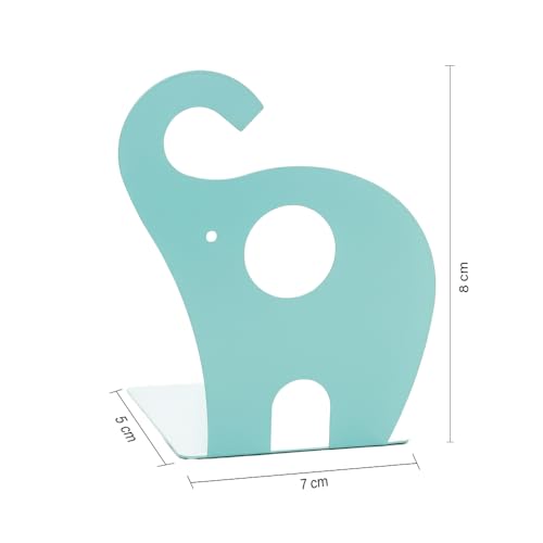 oddpod™ Elephant Metal Bookends for Office Decor/Book Shelf/Living Room/Home Décor 1352 8.5" - Blue - Image 4